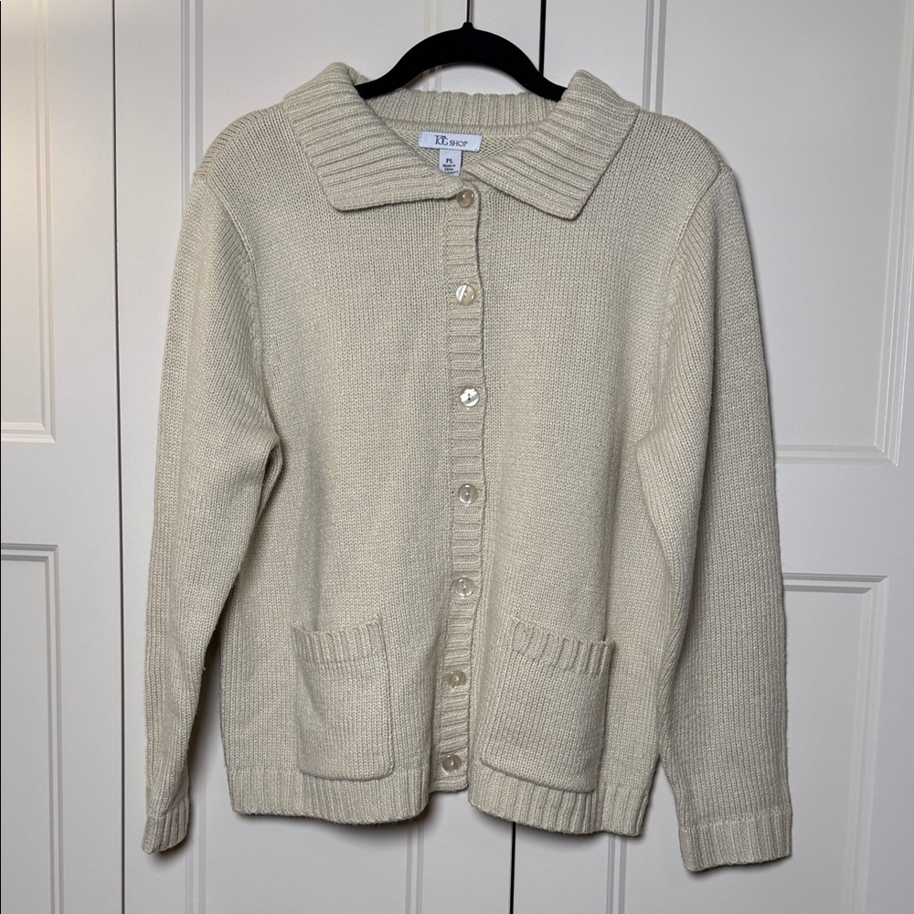 Tog Shop Elegant Cream Button-Up Cardigan